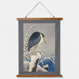 Reiher im Schnee, Ohara Koson Wandteppich Mit Holzrahmen