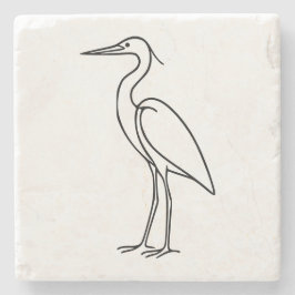 Reiher-Linienkunst – Minimalistische Vogelillustra Steinuntersetzer