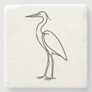 Reiher-Linienkunst – Minimalistische Vogelillustra Steinuntersetzer