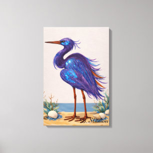 Reiher Vogel am Strand Leinwanddruck