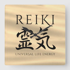Reiki 霊 気 quadratische wanduhr