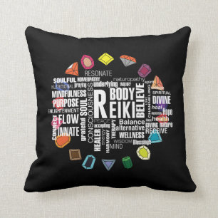Reiki-Begriffe WordCloud-Kristallenergieblöcke Kissen