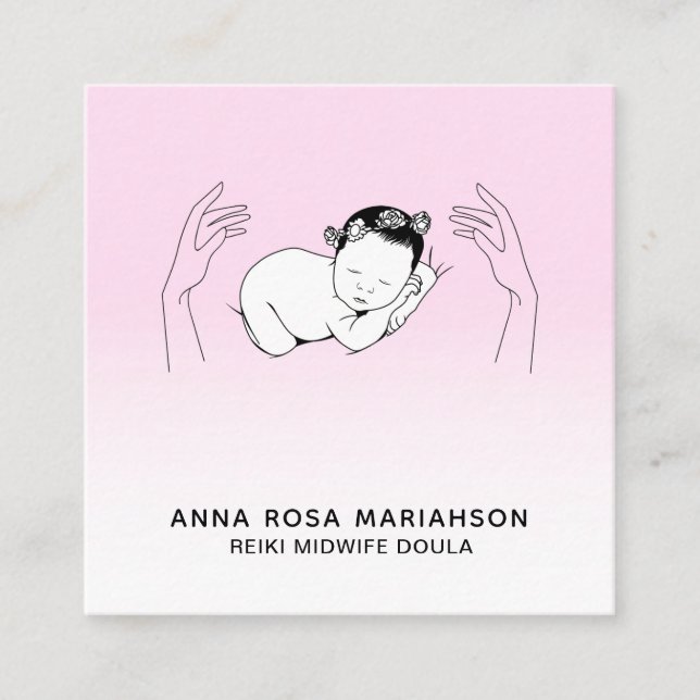 *~* Reiki Birthing Midfrau Geburtshilfe Coach Doul Quadratische Visitenkarte (Vorderseite)