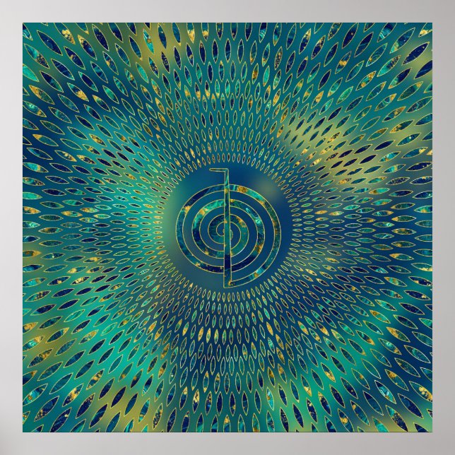 Reiki Cho Ku Rei - Edelstein und Gold Poster (Vorne)