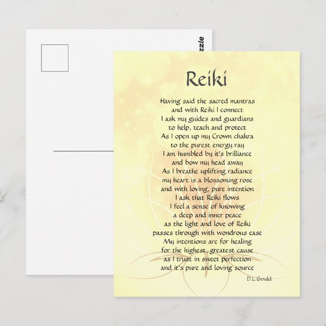 Reiki Connection Gedicht Art Postkarte (Vorne/Hinten)
