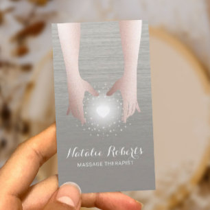 Reiki Energy Healing Hands Beige Therapist Visitenkarte