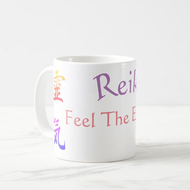 Reiki Feel der Energie-Regenbogen Kaffeetasse (Vorderseite Links)
