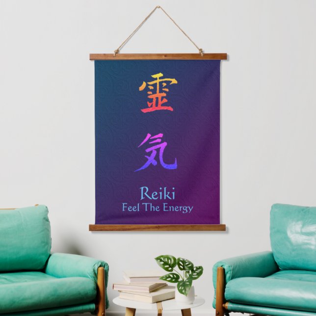Reiki Feel der Energie-Regenbogen Wandteppich Mit Holzrahmen (Wohnzimmer)