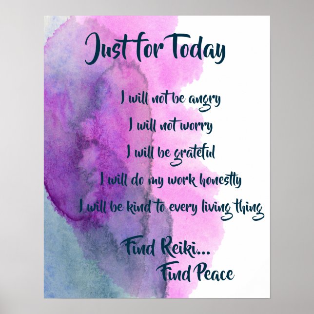Reiki finden, Peace Blue Lila Aquarellfarbe Poster (Vorne)