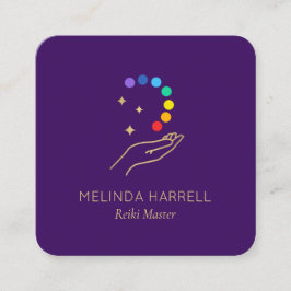 Reiki für Heilhandlogo, Lila Massage Quadratische Visitenkarte