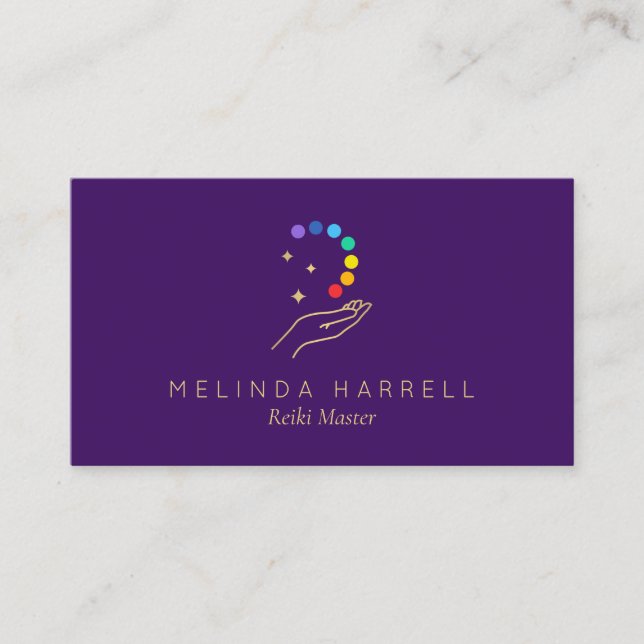 Reiki für Heilhandlogo, Lila Massage Visitenkarte (Vorderseite)