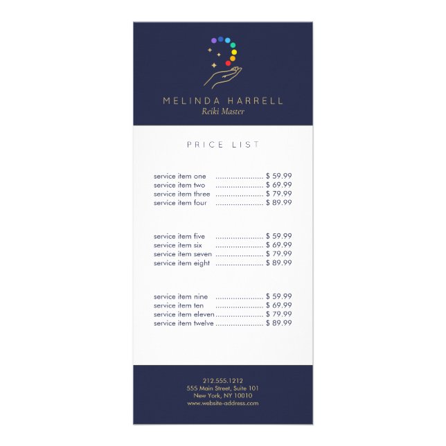 Reiki für Heilhandlogo, Massagetherapie Dunkelblau Werbekarte (Vorne)