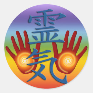 Reiki Hands Farbe der Küken Runder Aufkleber