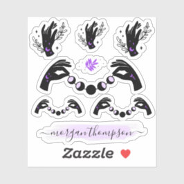 Reiki Hands & Moon Phases Logo für Personalisierte Aufkleber