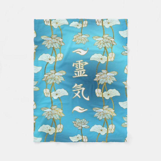 Reiki heilende Handsymbole mit Lotos Fleecedecke (Vorderseite)