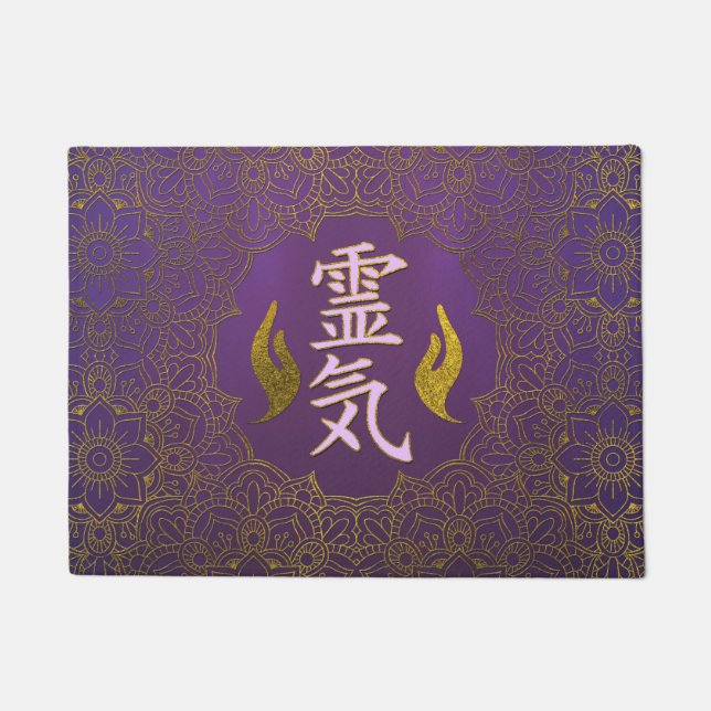 Reiki heilende Handsymbole mit Lotos Fußmatte (Vorderseite)