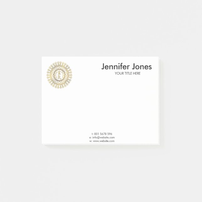 Reiki heilende Symbole in der GoldMandala Post-it Klebezettel (Vorderseite)