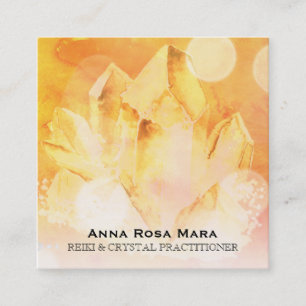 *~* Reiki Heiler Yoga Citrine Kristallmassage Quadratische Visitenkarte