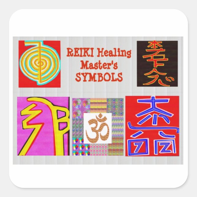 REIKI Heilsymbol ART ReikiHealing ReikiMaster Quadratischer Aufkleber (Vorderseite)