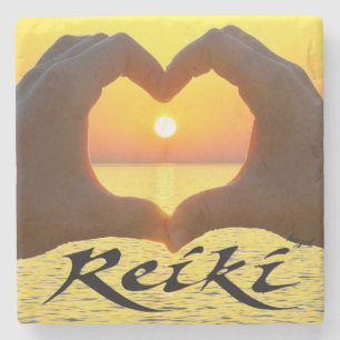 Reiki, Herz, Hände, Sun, heilende Energie, Steinuntersetzer