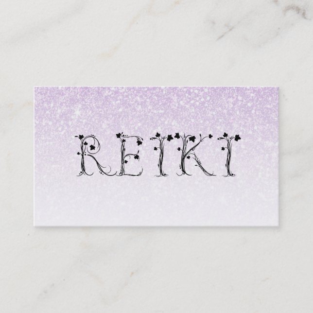*~* REIKI Ivy Typografie Lavendel Glitzer Visitenkarte (Vorderseite)