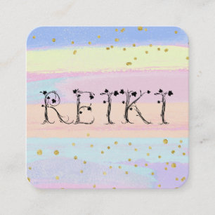 *~* REIKI Ivy Typografie Pastel Gold Glitzer Quadratische Visitenkarte