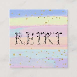 *~* REIKI Ivy Typografie Pastel Stripes Glitzer Quadratische Visitenkarte