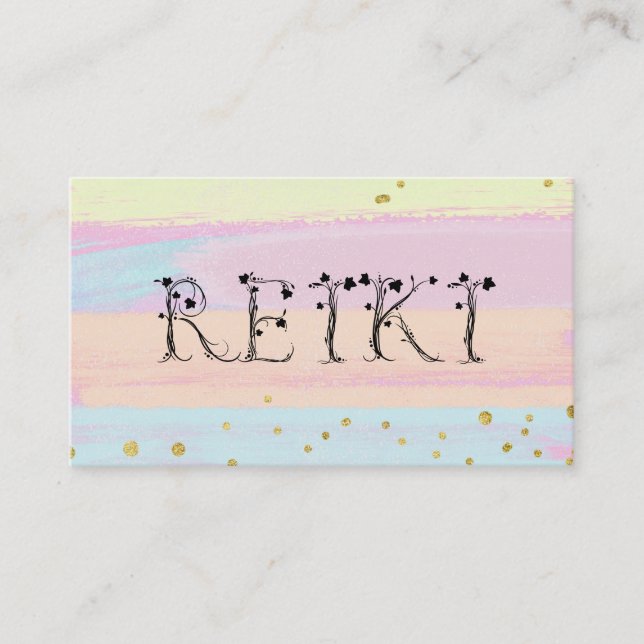 *~* REIKI Ivy Typografy Abstrakt Pastel Visitenkarte (Vorderseite)