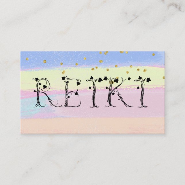 *~* REIKI Ivy Typografy Glitzer Pastel Streifen Visitenkarte (Vorderseite)