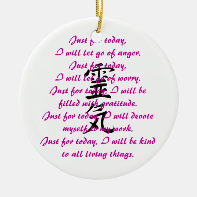 Reiki Kanji und Gebote Keramikornament (Vorne)