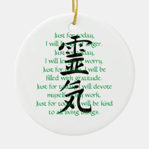 Reiki Kanji und Gebote mit Usui Keramik Ornament