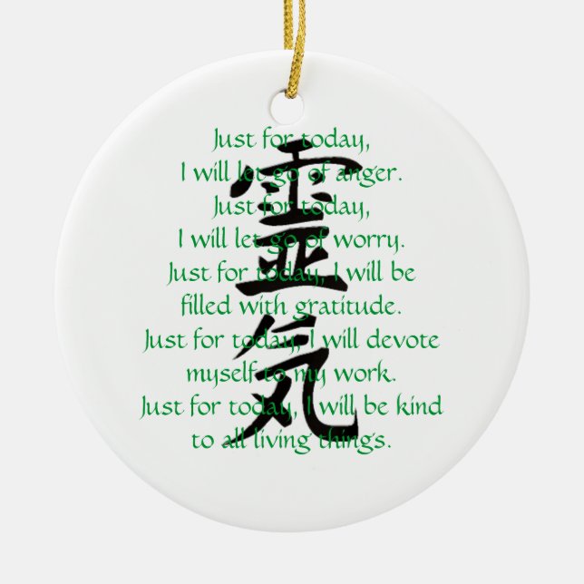 Reiki Kanji und Gebote mit Usui Keramik Ornament (Vorne)