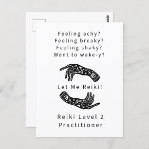 Reiki Level 2 Practitioner Riddle und Hände weiß Postkarte