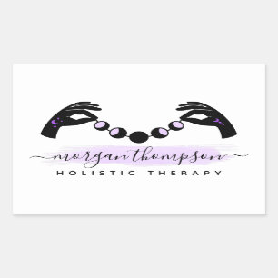 Reiki-Logo für Minimalistische Hände und Mond-Phas Rechteckiger Aufkleber