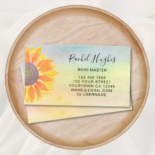 Reiki Master Colorful Sunflower Business Card Visitenkarte
