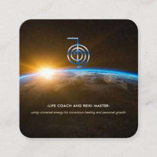 Reiki Master Life Coach - Universum Quadratische Visitenkarte