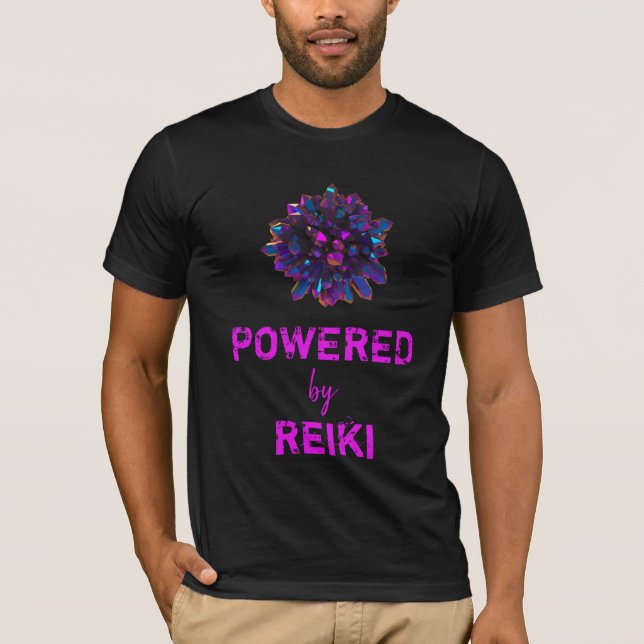 *~* Reiki Master Lila Kristallkugel Schwarz T-Shirt (Vorderseite)