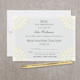 Reiki Master Lotus Certificate of Completion Award Einladung