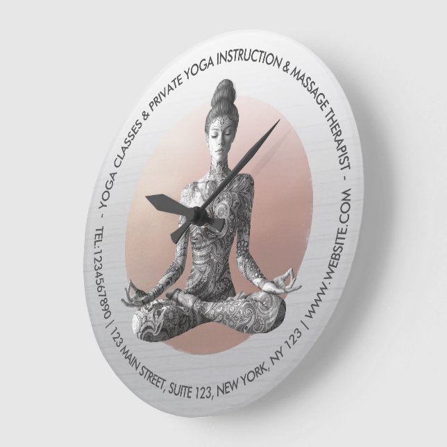 Reiki Master Lotus Pose Große Wanduhr (Winkel)