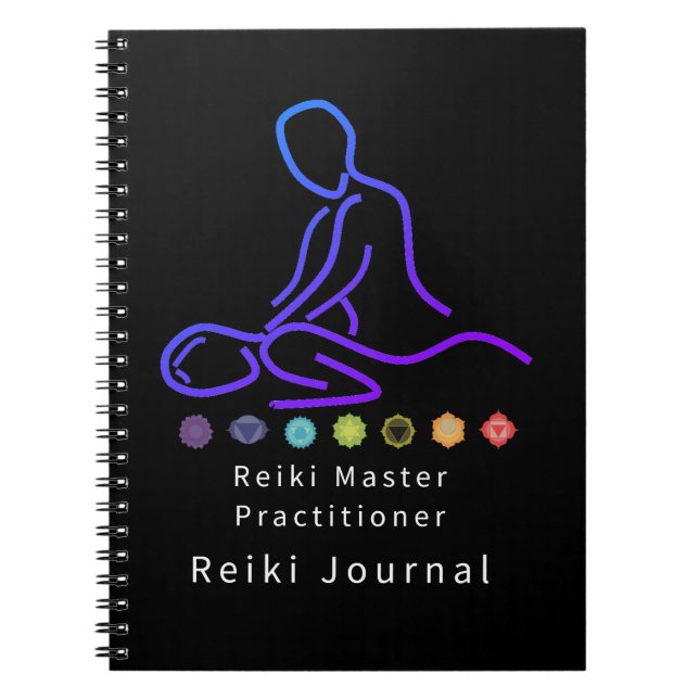 Reiki Master Practitioner Kontur Black Notizblock (Vorderseite)