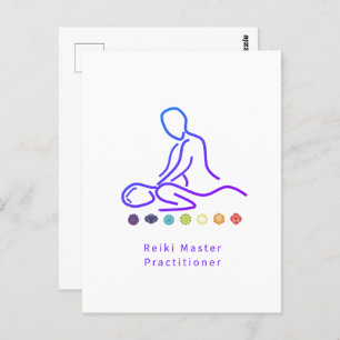 Reiki Master Practitioner Kontur White Postkarte