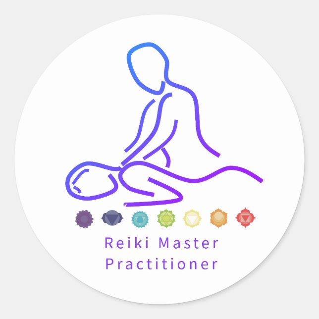Reiki Master Practitioner Kontur White Runder Aufkleber (Vorderseite)
