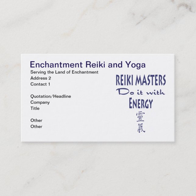 Reiki Masters tun es mit Energie Terminkarte (Vorderseite)