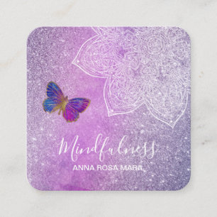 *~* Reiki Meditation Mandala Yoga Schmetterling Quadratische Visitenkarte