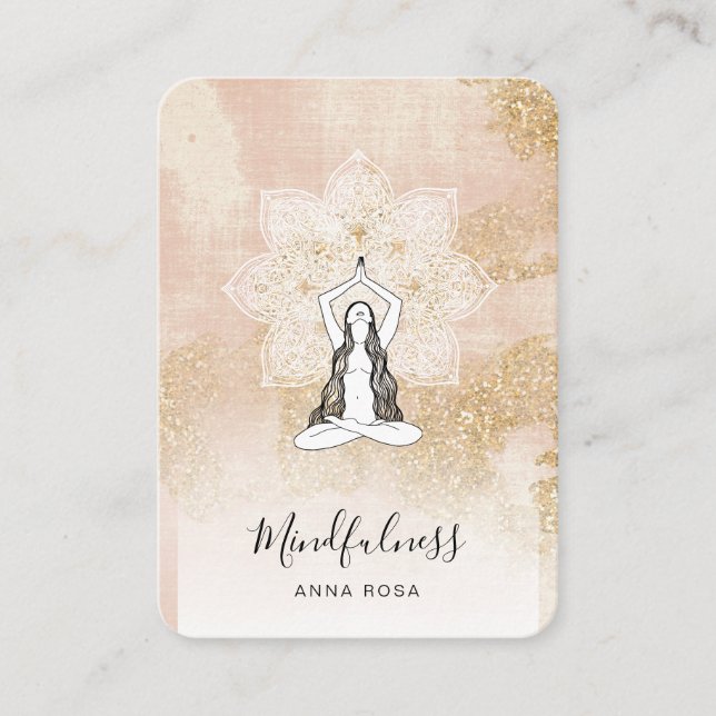 *~* Reiki Meditation Rosa Frau QR Mandala Göttin Visitenkarte (Vorderseite)