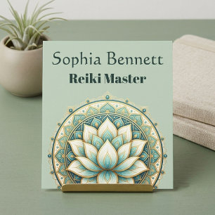 Reiki-Meister Teal Grün Lotus Mandala Art Wellness Quadratische Visitenkarte