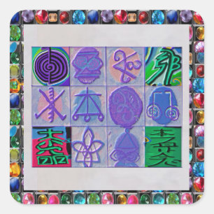 Reiki n Karuna Healing Sign 12 V24 Quadratischer Aufkleber