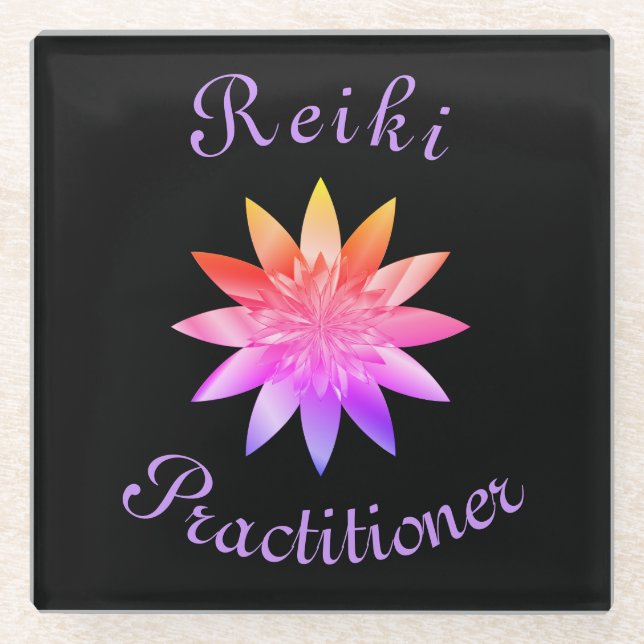 Reiki Practitioner Glasuntersetzer (Vorderseite)