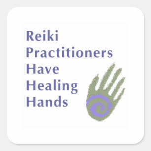 Reiki Practitioner haben heilende Hände Quadratischer Aufkleber