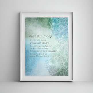 Reiki Prayer - 5 Daily Principles Poster